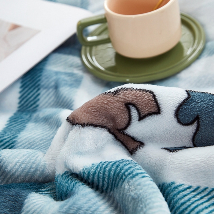 91家纺网 家纺一手货源 找家纺 悦织湾家纺 2025新款仿兔毛绒托斯仿兔毛绒毛毯纯色印花牛奶绒休闲盖毯午睡小毯子 莫兰迪小马