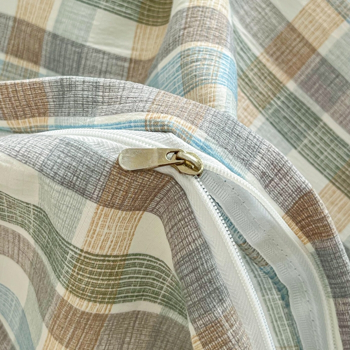 91家纺网 家纺一手货源 找家纺 斯卡诺家纺 2025新款亲肤舒适原麻亚麻水洗棉四件套 格调-蓝