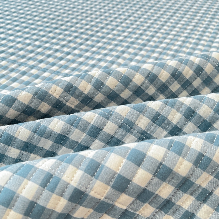 91家纺网 家纺一手货源 找家纺 梵朴 2025新款A类棉加绒一面纯棉一面宝宝婴儿牛奶绒双面可用床盖单品学生床垫炕盖 暖绒蓝小格