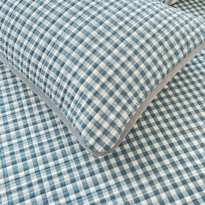 91家纺网 家纺一手货源 找家纺 梵朴 2025新款A类棉加绒一面纯棉一面宝宝婴儿牛奶绒双面可用床盖单品学生床垫炕盖 暖绒蓝小格