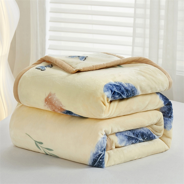 91家纺网 家纺一手货源 找家纺 悦织湾家纺 2025新款仿兔毛绒托斯仿兔毛绒毛毯纯色印花牛奶绒休闲盖毯午睡小毯子 轻舞飞扬