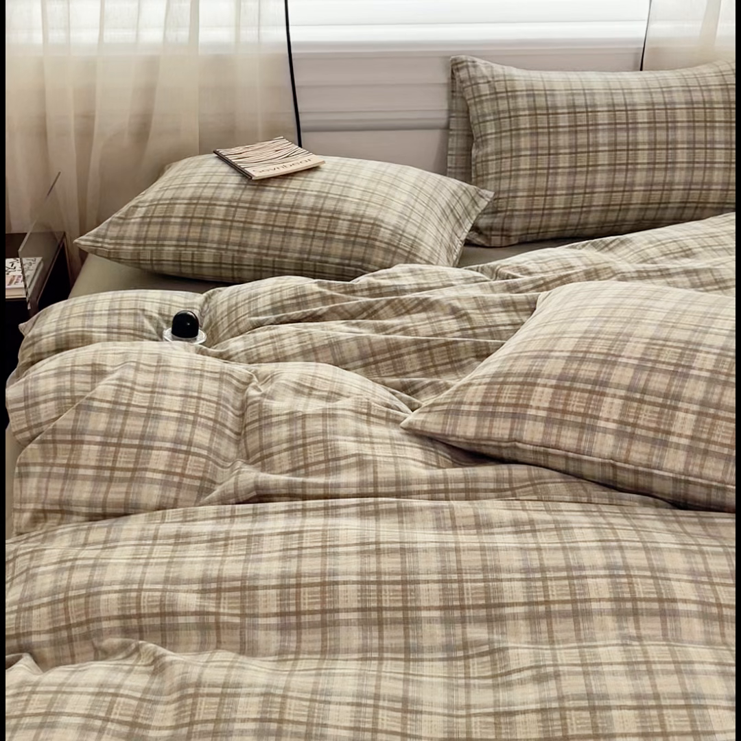 91家纺网 家纺一手货源 找家纺 斯卡诺家纺 2026新款亲肤舒适原麻亚麻皱皱纱四件套水洗棉简麻四件套 格调-绿