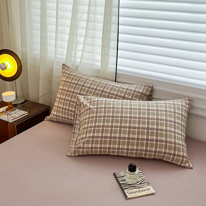 91家纺网 家纺一手货源 找家纺 斯卡诺家纺 2026新款亲肤舒适原麻亚麻皱皱纱四件套水洗棉简麻四件套 格调-紫