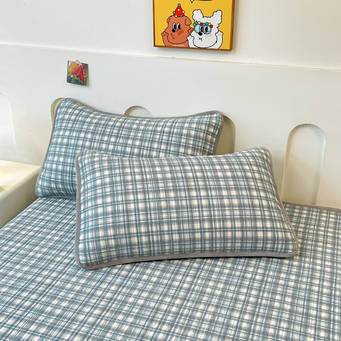 91家纺网 家纺一手货源 找家纺 梵朴 2025新款A类棉加绒一面纯棉一面宝宝婴儿牛奶绒双面可用床盖单品学生床垫炕盖 可可蓝格