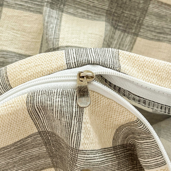 91家纺网 家纺一手货源 找家纺 斯卡诺家纺 2026新款亲肤舒适原麻亚麻皱皱纱四件套水洗棉简麻四件套 灰白格子