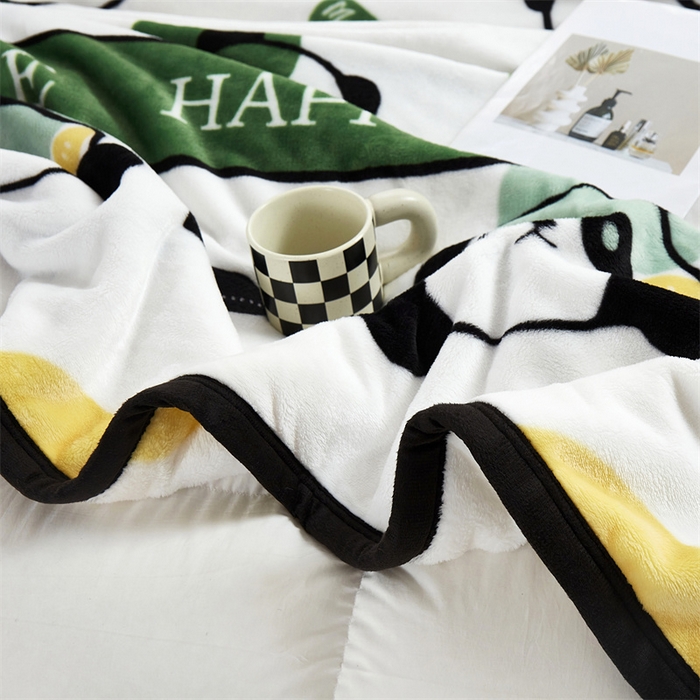 91家纺网 家纺一手货源 找家纺 悦织湾家纺 2025新款仿兔毛绒托斯仿兔毛绒毛毯纯色印花牛奶绒休闲盖毯午睡小毯子 竹子熊猫