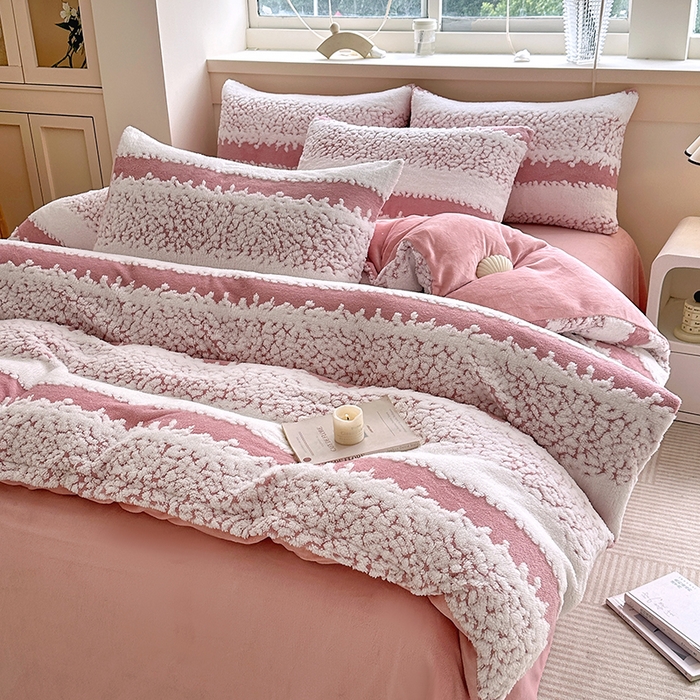 91家纺网 家纺一手货源 找家纺 （总）家贝爱 2025秋冬新款高克重塔芙绒提花四件套