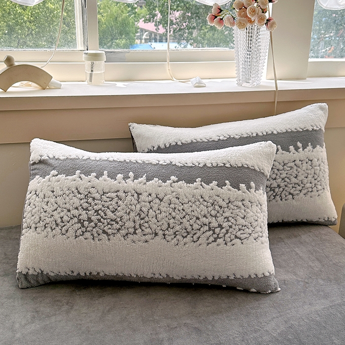 91家纺网 家纺一手货源 找家纺 家贝爱 2025秋冬新款高克重塔芙绒提花四件套 扶摇-灰