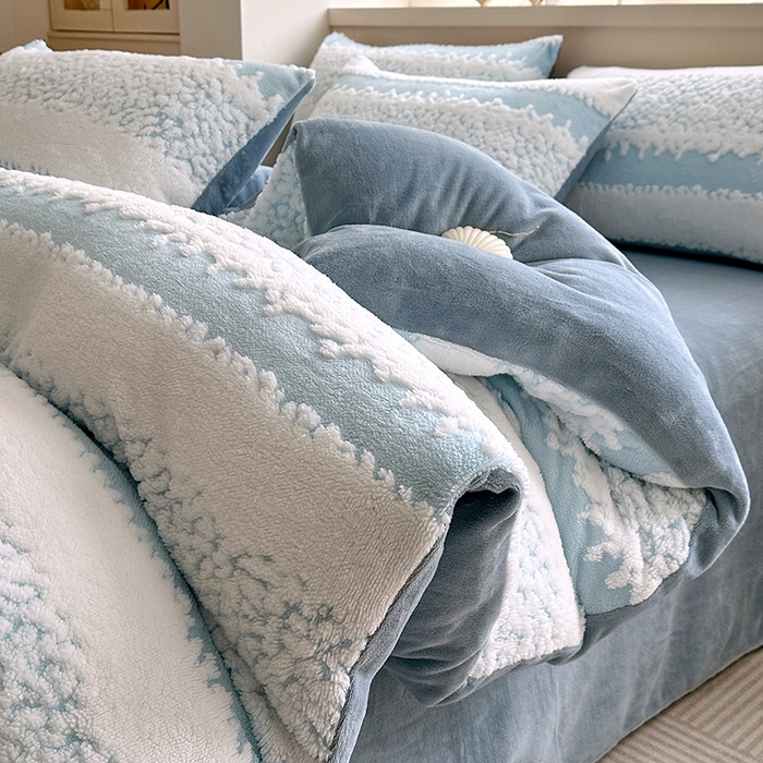 家贝爱 2025秋冬新款高克重塔芙绒提花四件套 扶摇-兰