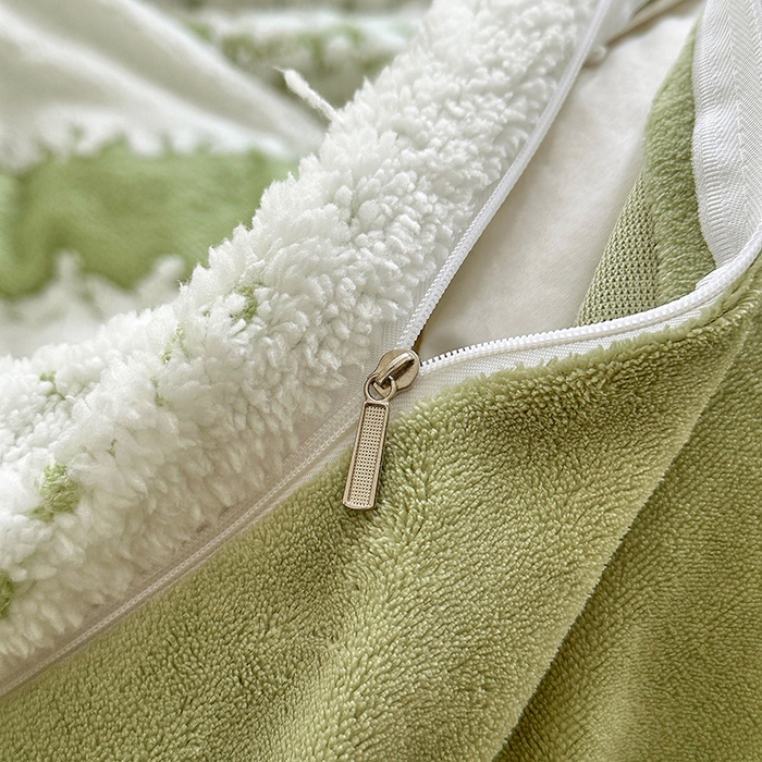 91家纺网 家纺一手货源 找家纺 家贝爱 2025秋冬新款高克重塔芙绒提花四件套 扶摇-绿