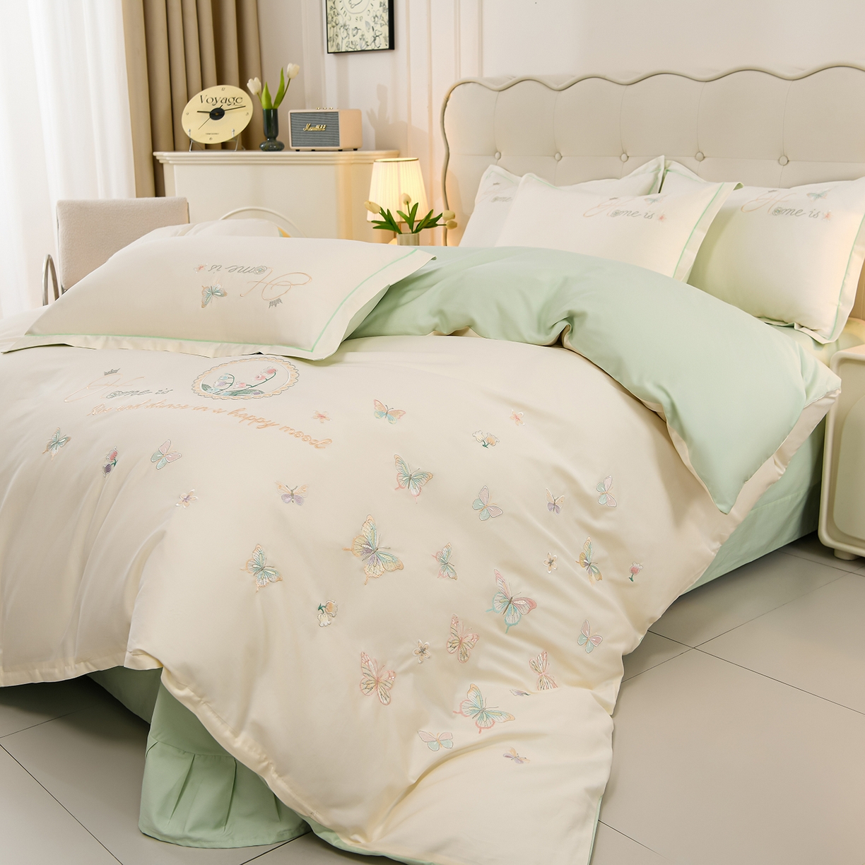 91家纺网 家纺一手货源 找家纺 （总）绒小宣 2025新款13372全棉绣花四件套-轻舞