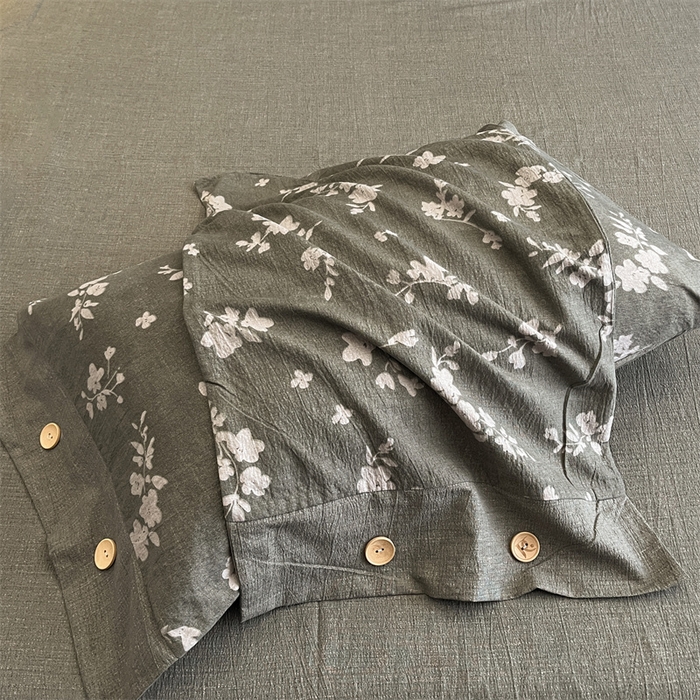 梦舒羽 2025新款原麻纽扣枕套宿舍单人单只枕芯套枕头套枕芯内胆套一对装 曼妙花园