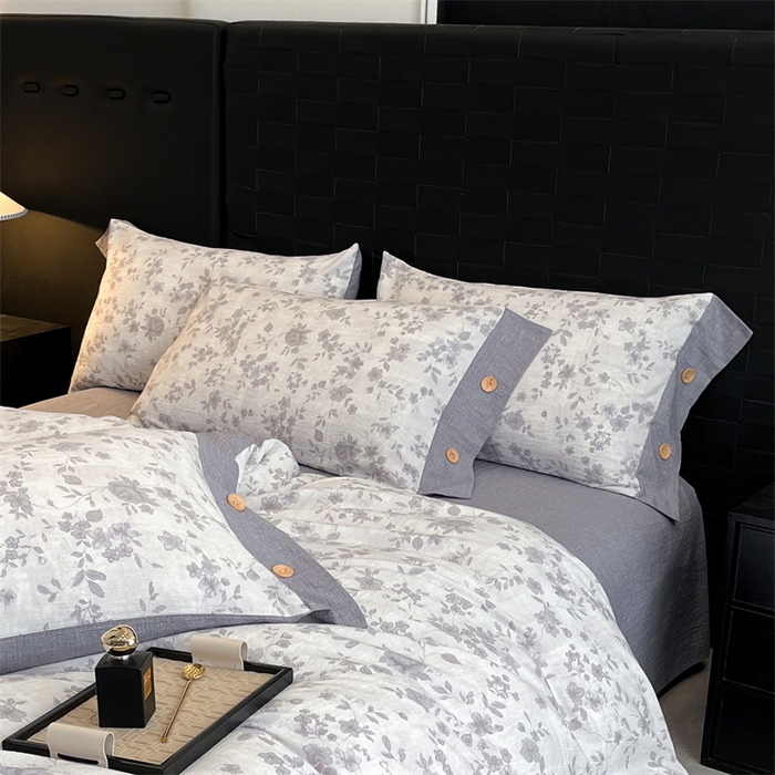 91家纺网 家纺一手货源 找家纺 梦舒羽 2025新款原麻纽扣枕套宿舍单人单只枕芯套枕头套枕芯内胆套一对装 花之舞