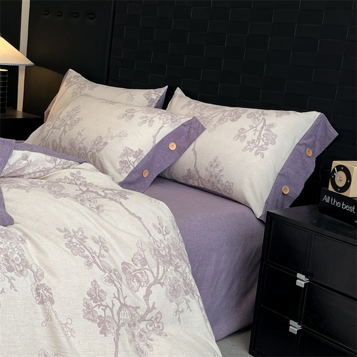 91家纺网 家纺一手货源 找家纺 梦舒羽 2025新款原麻纽扣枕套宿舍单人单只枕芯套枕头套枕芯内胆套一对装 紫嫣