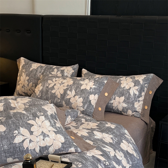 91家纺网 家纺一手货源 找家纺 梦舒羽 2025新款原麻纽扣枕套宿舍单人单只枕芯套枕头套枕芯内胆套一对装 陌上花开-咖