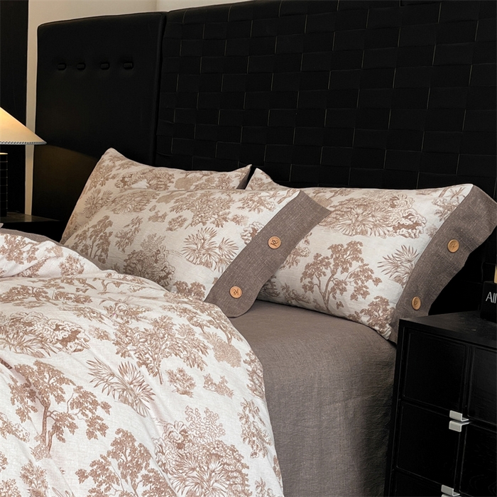 91家纺网 家纺一手货源 找家纺 梦舒羽 2025新款原麻纽扣枕套宿舍单人单只枕芯套枕头套枕芯内胆套一对装 水木年华