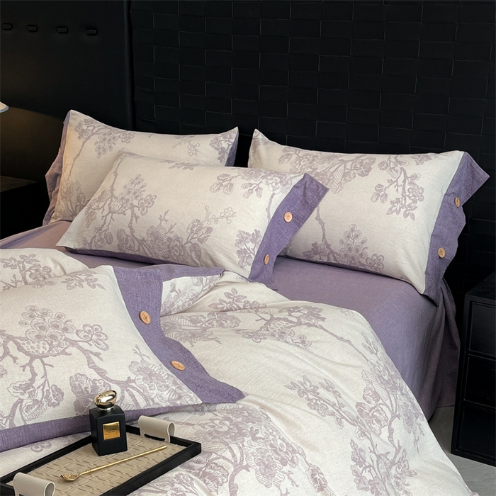 91家纺网 家纺一手货源 找家纺 梦舒羽 2025新款原麻纽扣枕套宿舍单人单只枕芯套枕头套枕芯内胆套一对装 紫嫣