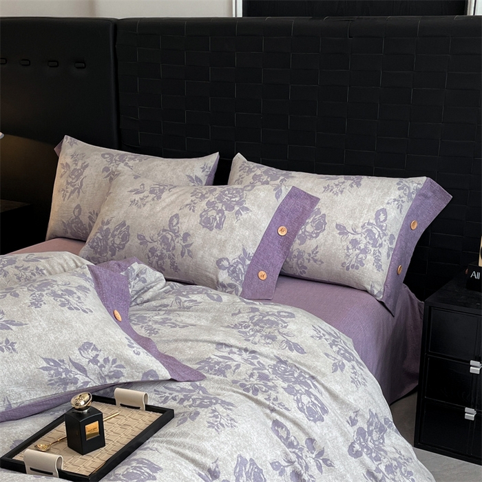 91家纺网 家纺一手货源 找家纺 梦舒羽 2025新款原麻纽扣枕套宿舍单人单只枕芯套枕头套枕芯内胆套一对装 古堡花园-紫