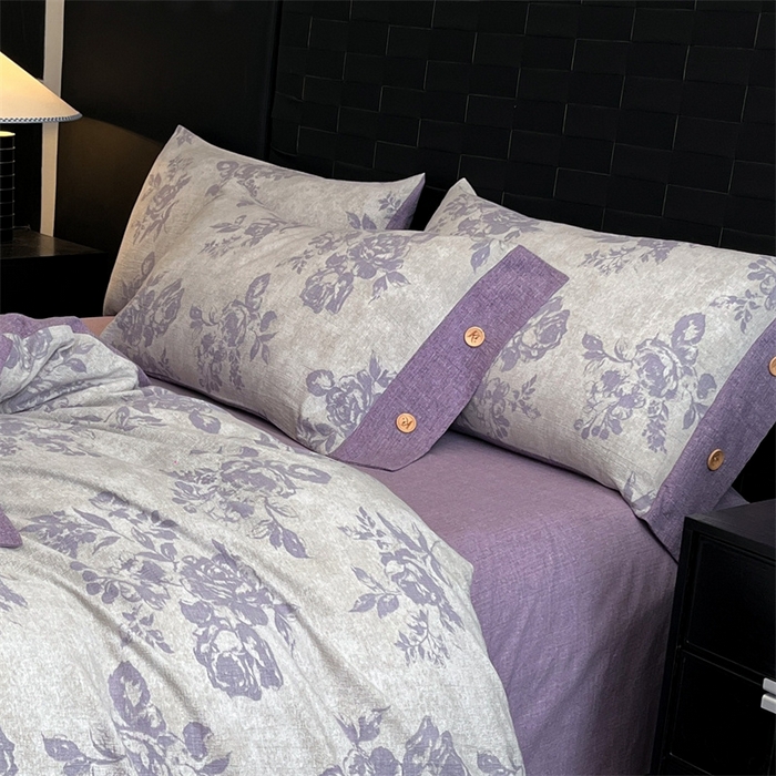 91家纺网 家纺一手货源 找家纺 梦舒羽 2025新款原麻纽扣枕套宿舍单人单只枕芯套枕头套枕芯内胆套一对装 古堡花园-紫