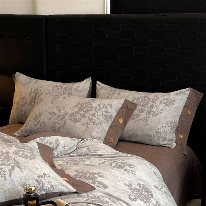 91家纺网 家纺一手货源 找家纺 梦舒羽 2025新款原麻纽扣枕套宿舍单人单只枕芯套枕头套枕芯内胆套一对装 古堡花园-咖