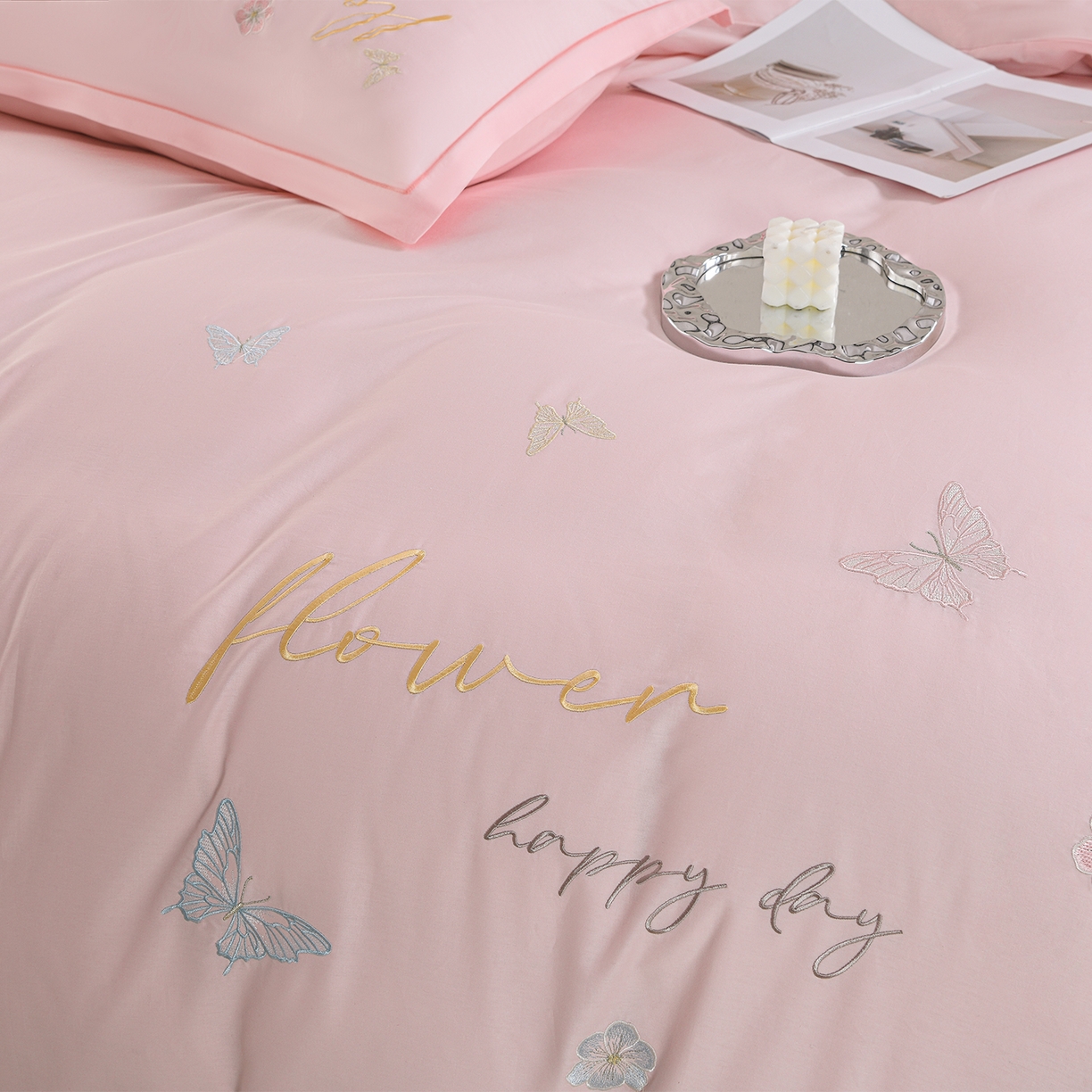 91家纺网 家纺一手货源 找家纺 （总）绒小宣 2025新款13372全棉绣花四件套-牡丹佳人