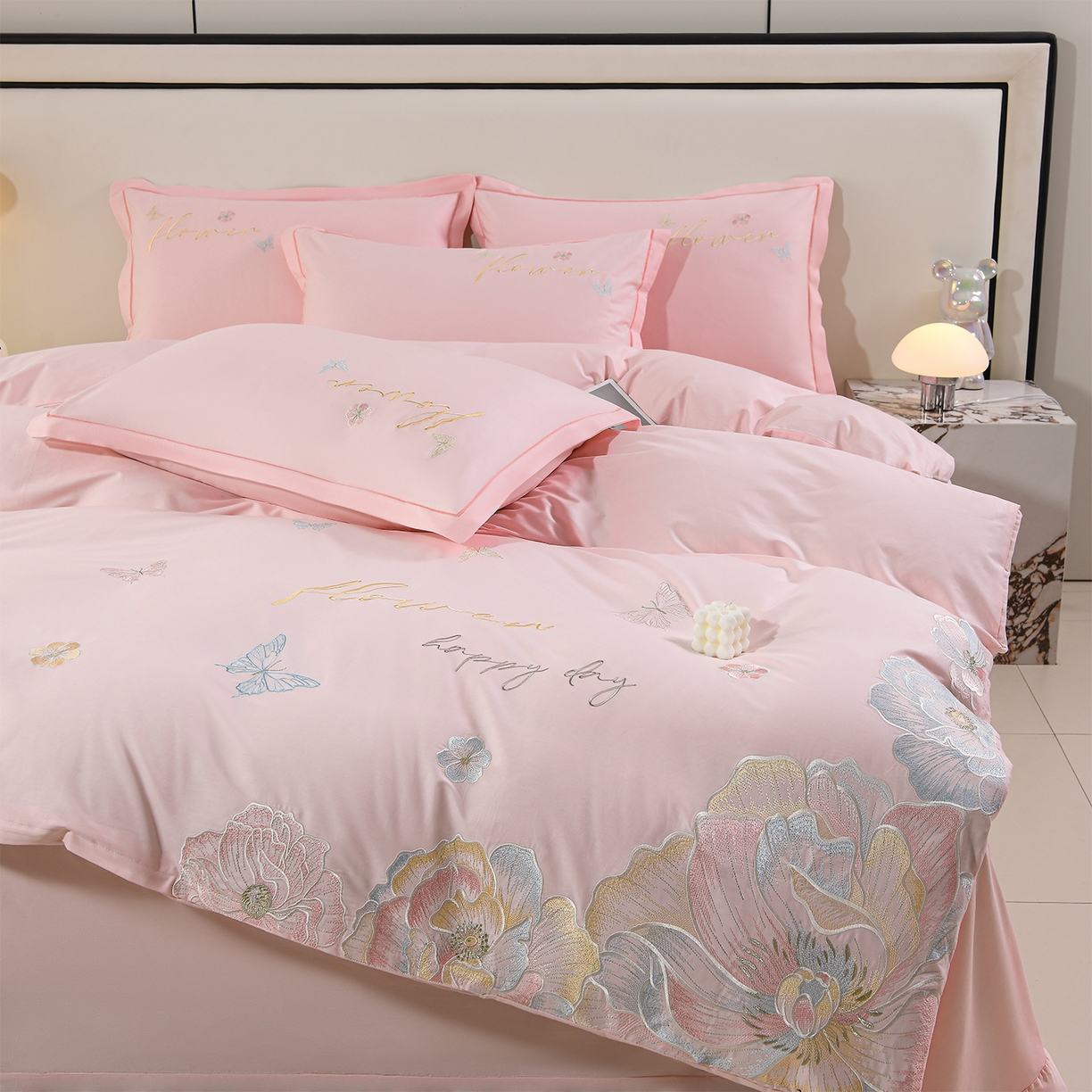 91家纺网 家纺一手货源 找家纺 （总）绒小宣 2025新款13372全棉绣花四件套-牡丹佳人