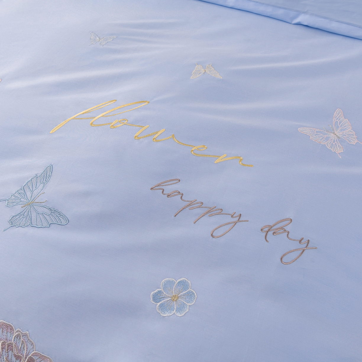 91家纺网 家纺一手货源 找家纺 绒小宣 2025新款13372全棉绣花四件套-牡丹佳人 华尔兹-蓝