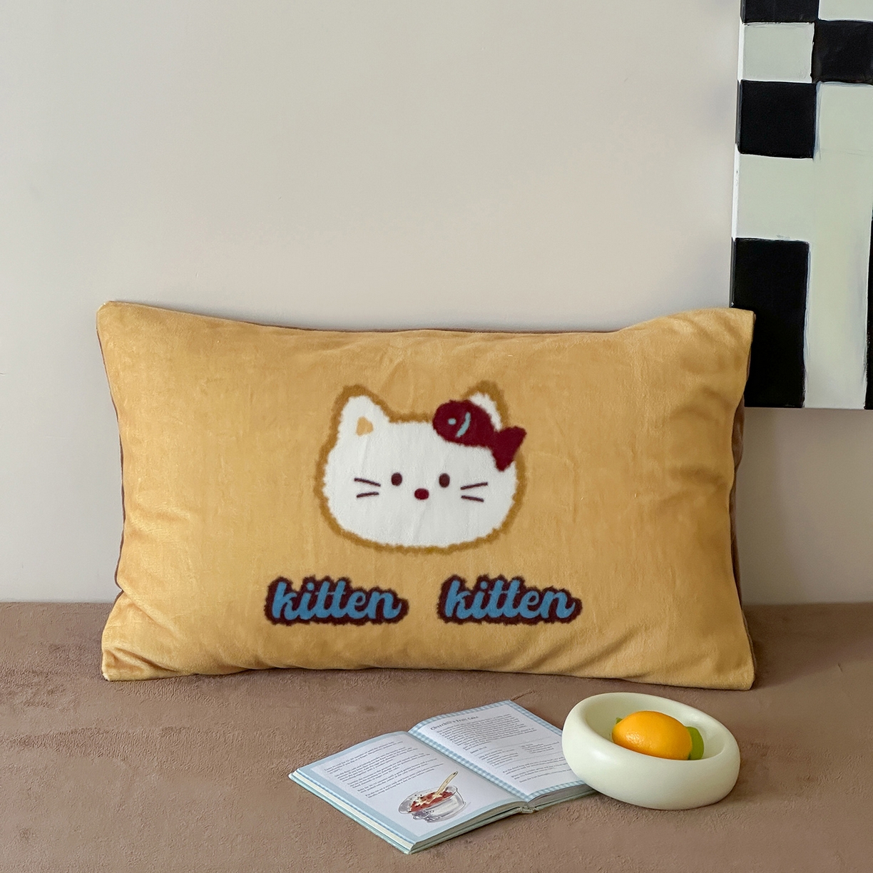 91家纺网 家纺一手货源 找家纺 桃子家居 2025新款A类ins数码印花枕混搭复古时尚卡通加厚牛奶系列四件套 绒-混搭豹纹喵蓝