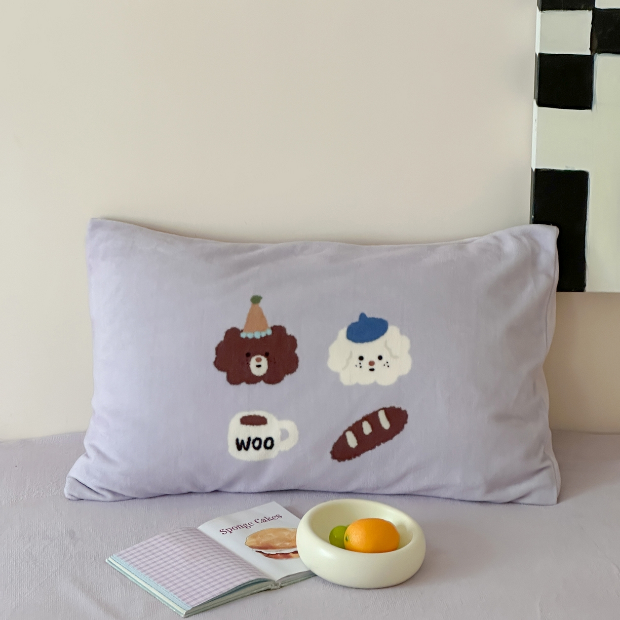 91家纺网 家纺一手货源 找家纺 桃子家居 2025新款A类ins数码印花枕混搭复古时尚卡通加厚牛奶系列四件套 绒-混搭魔方画