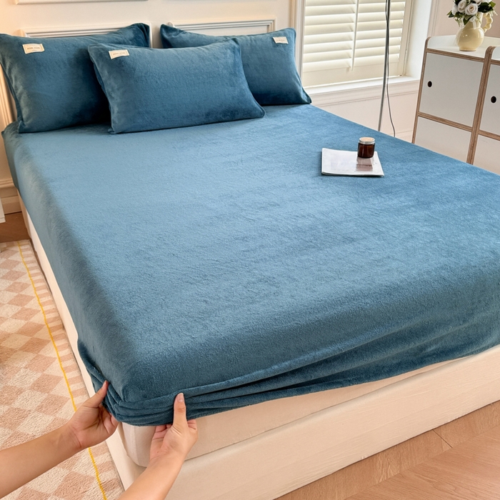 91家纺网 家纺一手货源 找家纺 （总）眠博士 2025新款简约牛奶绒纯色单床笠