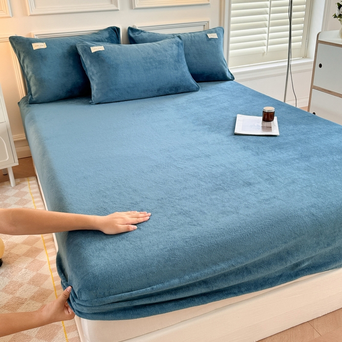 91家纺网 家纺一手货源 找家纺 （总）眠博士 2025新款简约牛奶绒纯色单床笠