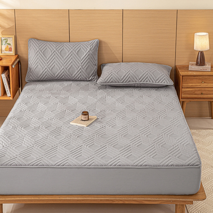 91家纺网 家纺一手货源 找家纺 给笠 2025新款A类超声波夹棉床笠 灰色