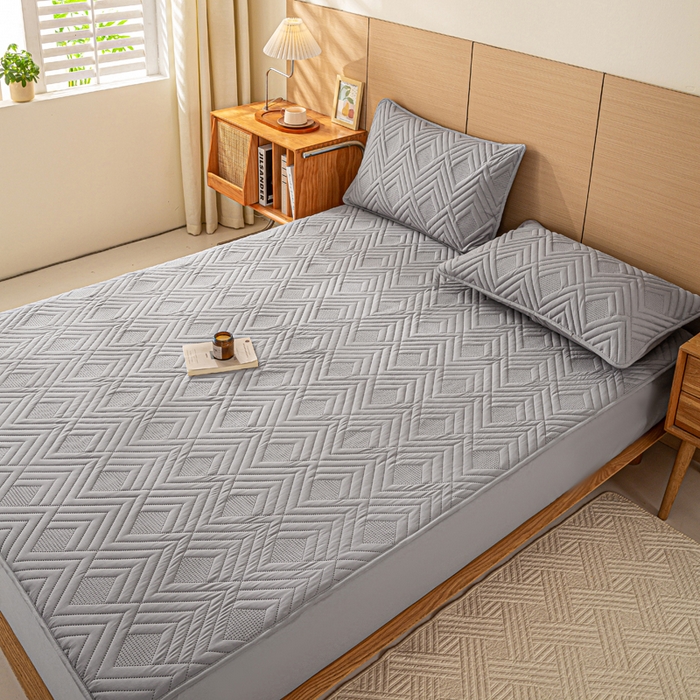 91家纺网 家纺一手货源 找家纺 给笠 2025新款A类超声波夹棉床笠 灰色