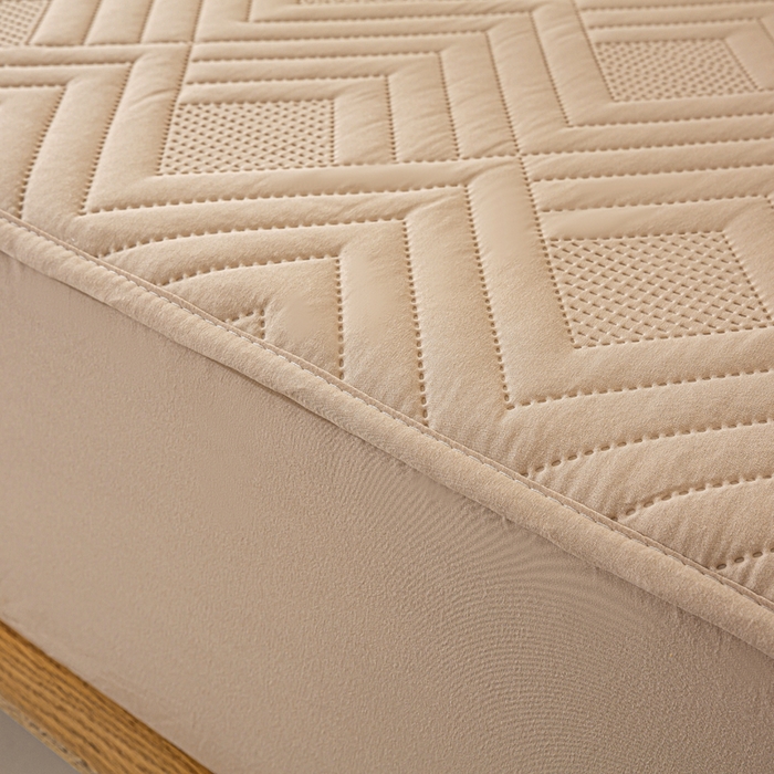 91家纺网 家纺一手货源 找家纺 给笠 2025新款A类超声波夹棉床笠 卡其