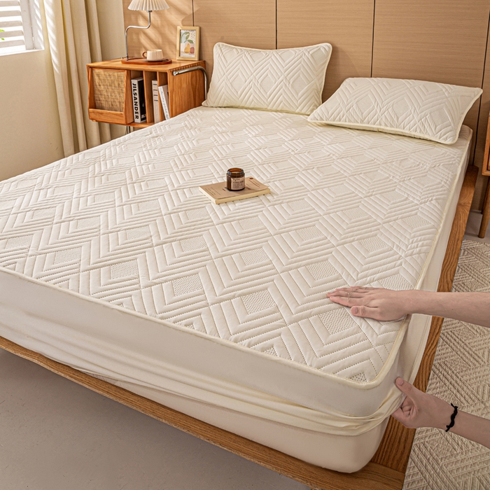 给笠 2025新款A类超声波夹棉床笠 米白