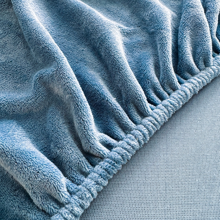 91家纺网 家纺一手货源 找家纺 眠博士 2025新款简约牛奶绒纯色单床笠 牛奶绒床笠-靛青