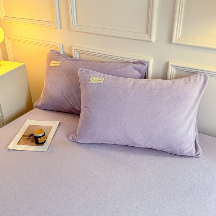 91家纺网 家纺一手货源 找家纺 眠博士 2025新款简约牛奶绒纯色单床笠 牛奶绒床笠-丁香紫