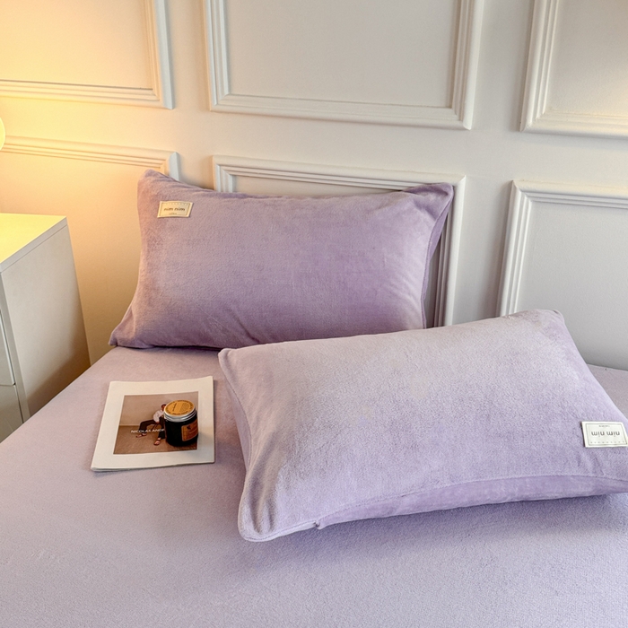 91家纺网 家纺一手货源 找家纺 眠博士 2025新款简约牛奶绒纯色单床笠 牛奶绒床笠-丁香紫