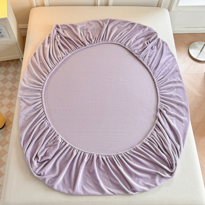 91家纺网 家纺一手货源 找家纺 眠博士 2025新款简约牛奶绒纯色单床笠 牛奶绒床笠-丁香紫