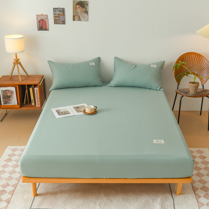 91家纺网 家纺一手货源 找家纺 花香四季家纺 2025新款喷气A类全棉13376斜纹纯棉床笠单件三件套四季通用款 豆绿