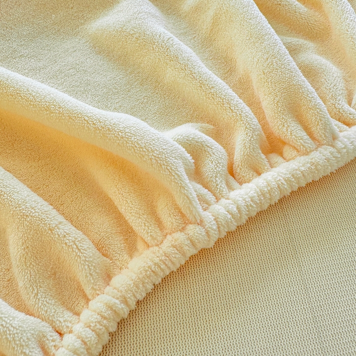 91家纺网 家纺一手货源 找家纺 眠博士 2025新款简约牛奶绒纯色单床笠 牛奶绒床笠-鹅黄