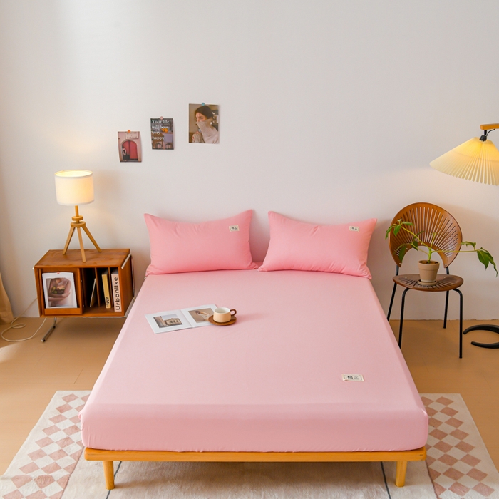 91家纺网 家纺一手货源 找家纺 花香四季家纺 2025新款喷气A类全棉13376斜纹纯棉床笠单件三件套四季通用款 粉色