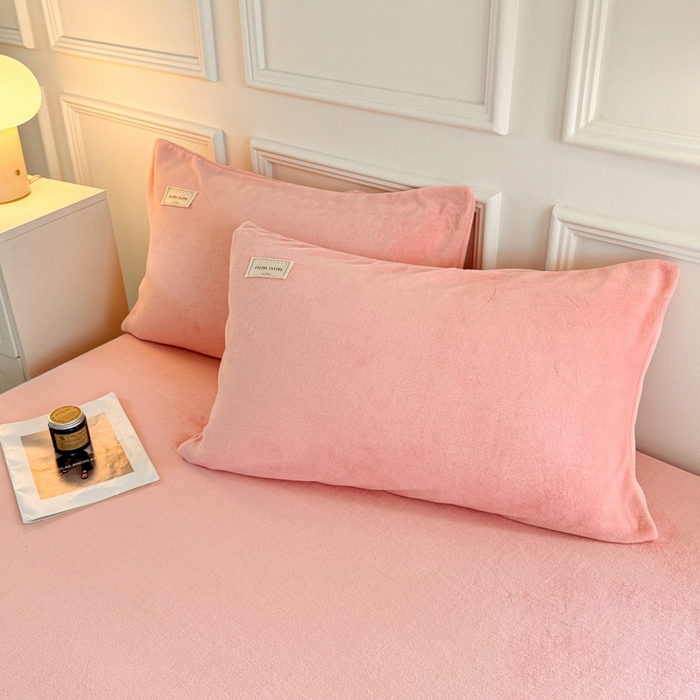 91家纺网 家纺一手货源 找家纺 眠博士 2025新款简约牛奶绒纯色单床笠 牛奶绒床笠-粉色