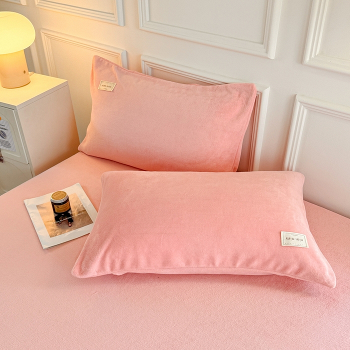 91家纺网 家纺一手货源 找家纺 眠博士 2025新款简约牛奶绒纯色单床笠 牛奶绒床笠-粉色