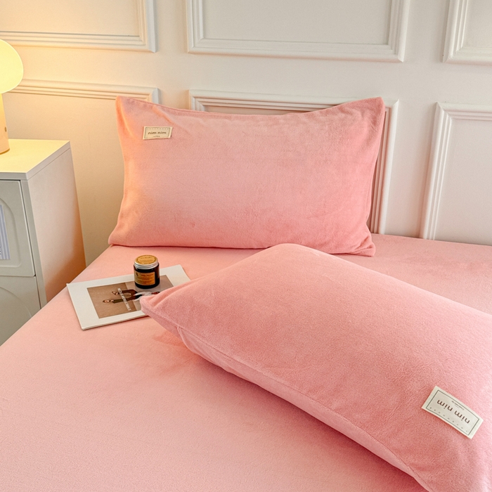 91家纺网 家纺一手货源 找家纺 眠博士 2025新款简约牛奶绒纯色单床笠 牛奶绒床笠-粉色