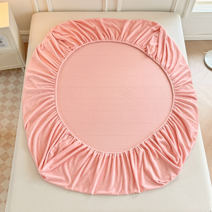 91家纺网 家纺一手货源 找家纺 眠博士 2025新款简约牛奶绒纯色单床笠 牛奶绒床笠-粉色