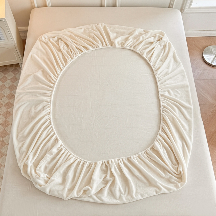 91家纺网 家纺一手货源 找家纺 眠博士 2025新款简约牛奶绒纯色单床笠 牛奶绒床笠-奶白