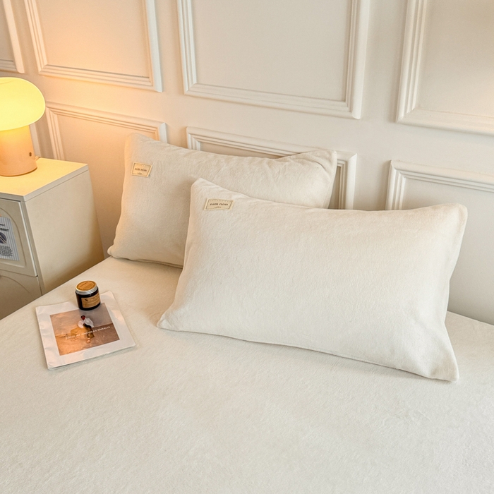 91家纺网 家纺一手货源 找家纺 眠博士 2025新款简约牛奶绒纯色单床笠 牛奶绒床笠-奶白