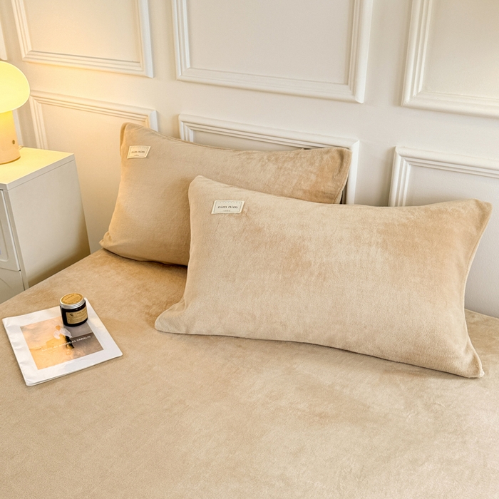 91家纺网 家纺一手货源 找家纺 眠博士 2025新款简约牛奶绒纯色单床笠 牛奶绒床笠-暖咖