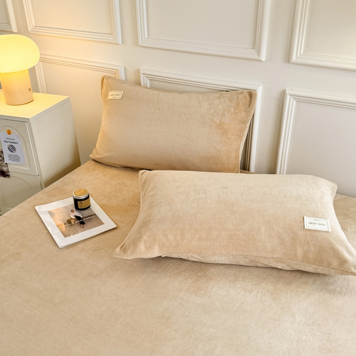 91家纺网 家纺一手货源 找家纺 眠博士 2025新款简约牛奶绒纯色单床笠 牛奶绒床笠-暖咖